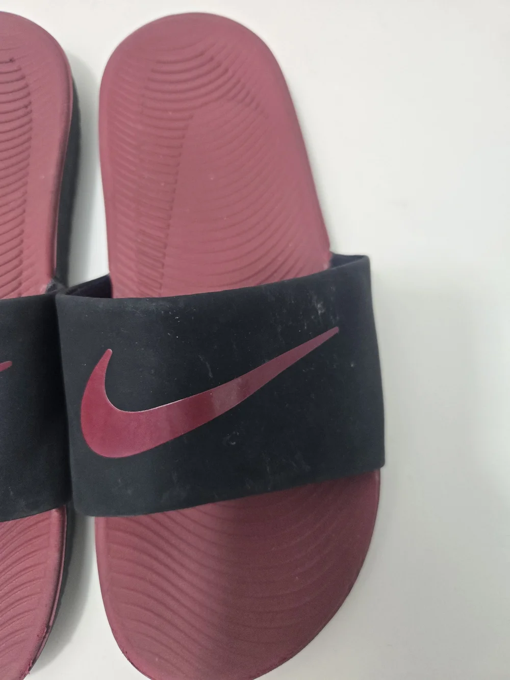 Kids Nike Maroon & Black Slide Sandals - Size 6Y